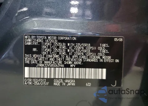 2008 Toyota Rav4 Sport z USA, uszkodzony, nr VIN JTMBK32V585063946